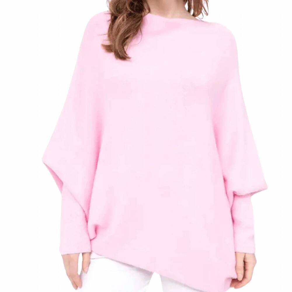 NEW MADE IN ITALY iconic asymmetrical sweater in soft pink
